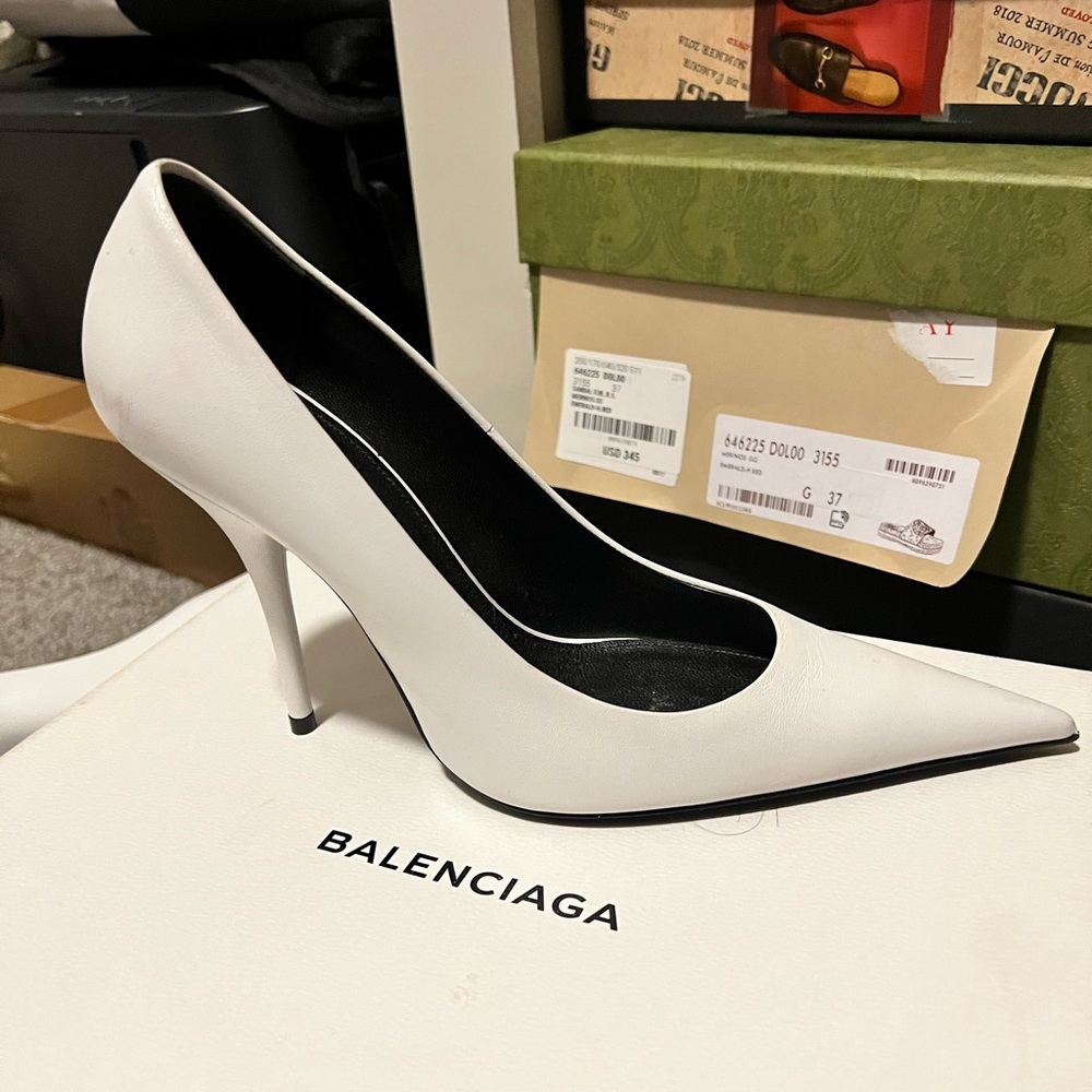 Balenciaga Women's White Knife Pumps